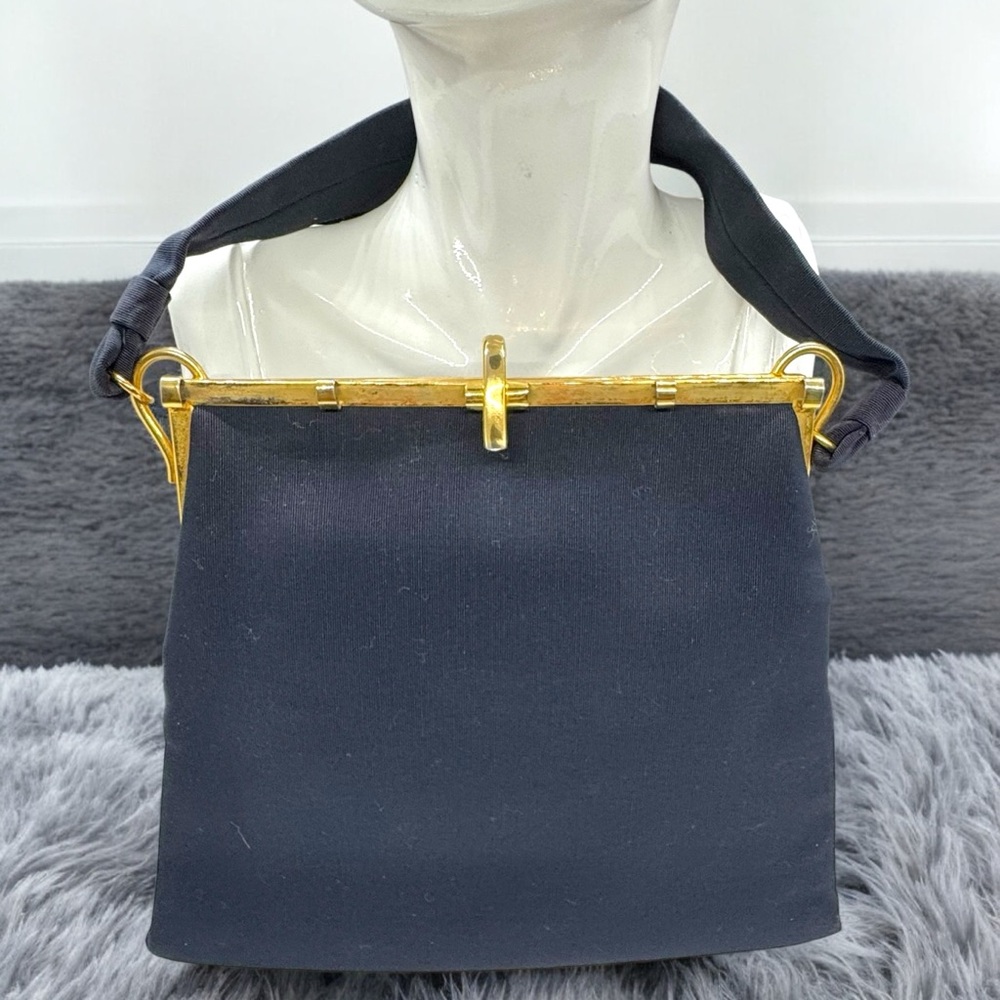 Vintage Navy Blue Designer “Bag by Josef” Handbag Coin Bag & Mirror